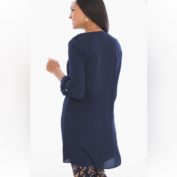 CHICO’S Modern Utility Tunic Size 1 NWT Navy Blue - Picture 2 of 8